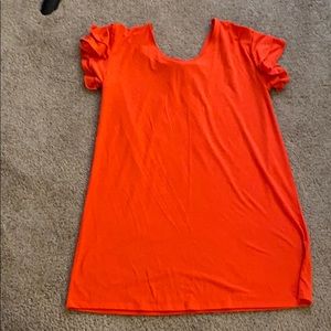 Orange ruffle sleeve sun dress